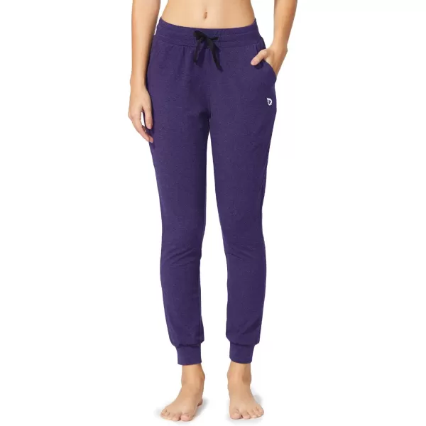 BALEAF Womens Sweatpants Cotton Joggers with Pockets Lounge Sweat Pants Tapered Casual Running Workout YogaRegular Purple