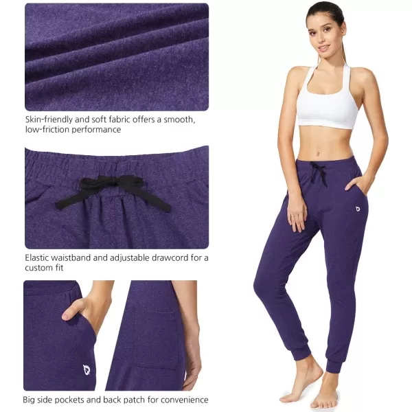 BALEAF Womens Sweatpants Cotton Joggers with Pockets Lounge Sweat Pants Tapered Casual Running Workout YogaRegular Purple