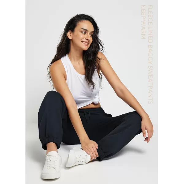 BALEAF Womens Sweatpants Joggers Cotton Yoga Lounge Sweat Pants Casual Running Tapered Pants with PocketsBlackfleece
