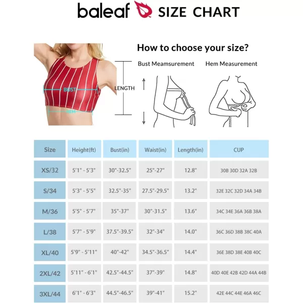 BALEAF Womens Swim Bra Modest High Neck Bikini Tops Quick Dry UPF 50Bathing Suit Sports Workout Removable PaddedRed Striped