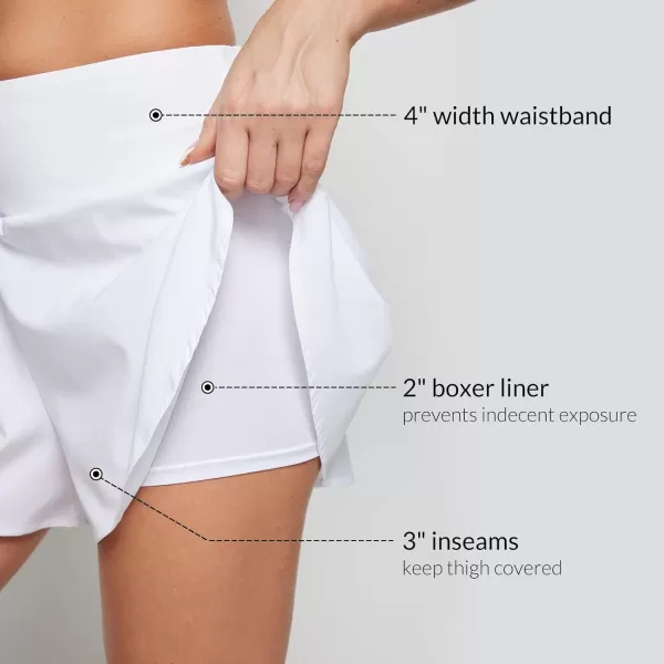 BALEAF Womens Swim Shorts Bottoms High Waisted Board Shorts Tummy Control Flowy Swimsuit Bathing Suit with LinerWhite