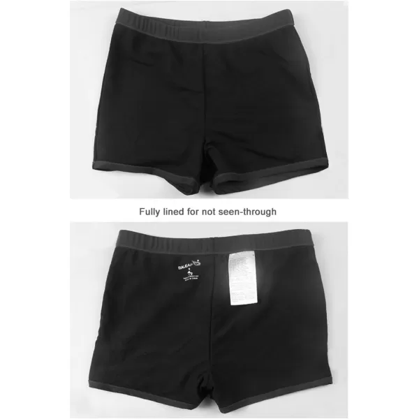 BALEAF Womens Swim Shorts High Waisted Boy Short Swim Bikini Tankini Bottom with Liner BasicBlack