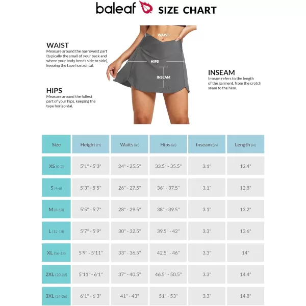 BALEAF Womens Swim Skirt Bottoms High Waisted Pleated Skorts Boxer Liner with Pockets SwimsuitsGrey