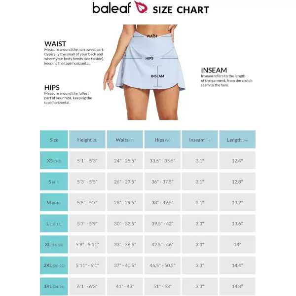 BALEAF Womens Swim Skirt Bottoms High Waisted Pleated Skorts Boxer Liner with Pockets SwimsuitsIce Blue