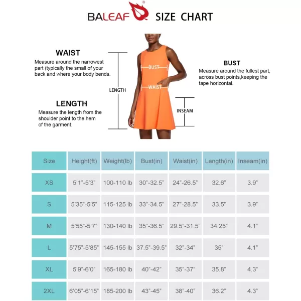 BALEAF Womens Tennis Athletic Dress Golf Dresses for Women with Shorts Sleeveless 4 Pockets Active WorkoutCrewneckorange