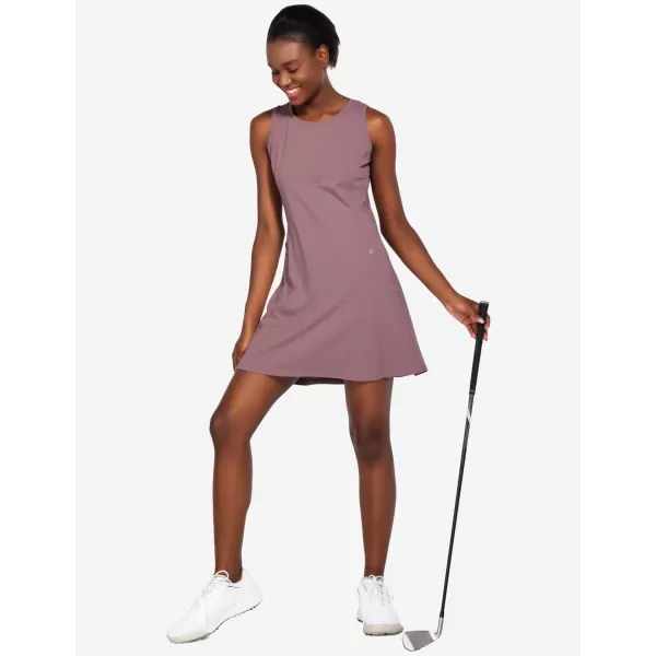 BALEAF Womens Tennis Athletic Dress Golf Dresses for Women with Shorts Sleeveless 4 Pockets Active WorkoutCrewneckpurple