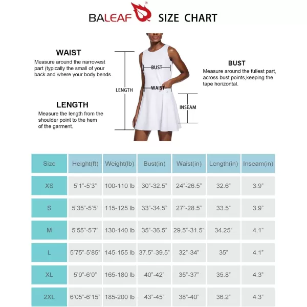 BALEAF Womens Tennis Athletic Dress Golf Dresses for Women with Shorts Sleeveless 4 Pockets Active WorkoutCrewneckwhite