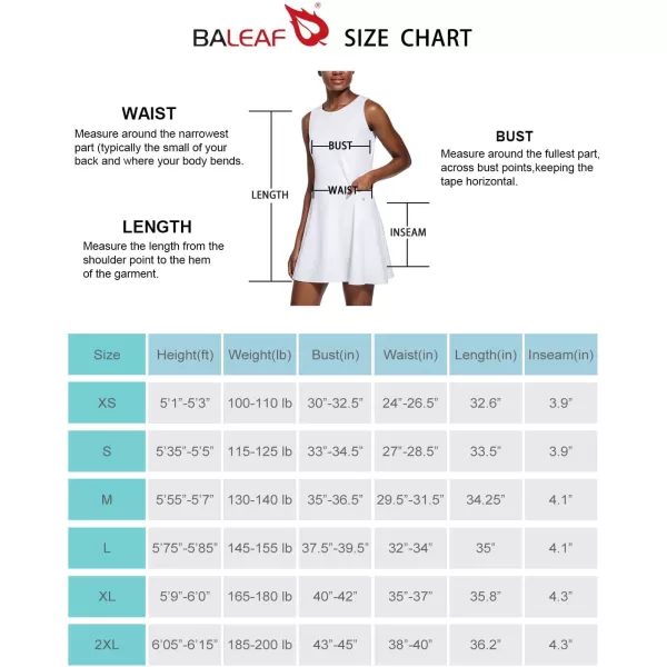 BALEAF Womens Tennis Golf Dress Sleeveless with Inner Shorts 4 Pockets for Exercise WorkoutWhite