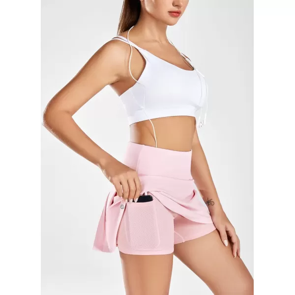 BALEAF Womens Tennis Golf Skort High Waisted Athletic Pleated Skirts 4 Pockets Running Sports Workout 13Solid Pink