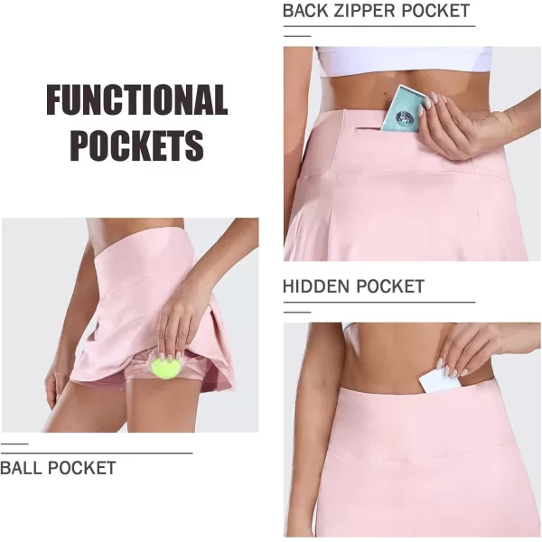 BALEAF Womens Tennis Golf Skort High Waisted Athletic Pleated Skirts 4 Pockets Running Sports Workout 13Solid Pink