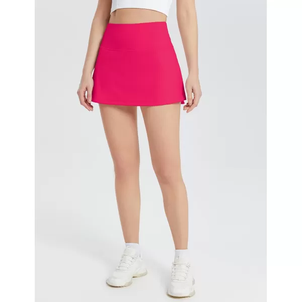 BALEAF Womens Tennis Golf Skort High Waisted Athletic Pleated Skirts 4 Pockets Running Sports Workout 13Solid Rose Red