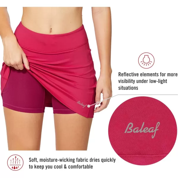 BALEAF Womens Tennis Skirt Golf Athletic with Shorts Pockets Running Workout SportsDeep Pink