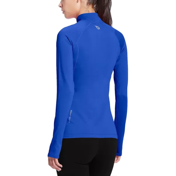 BALEAF Womens Thermal Fleece Pullover Tops Half Zip Thumbholes Winter Long Sleeve Running Jacket Cold WeatherA03blue