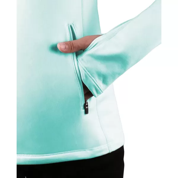 BALEAF Womens Thermal Fleece Pullover Tops Half Zip Thumbholes Winter Long Sleeve Running Jacket Cold WeatherA05aqua