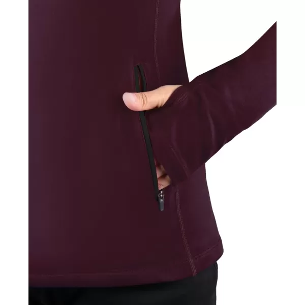 BALEAF Womens Thermal Fleece Pullover Tops Half Zip Thumbholes Winter Long Sleeve Running Jacket Cold WeatherA08wine Red