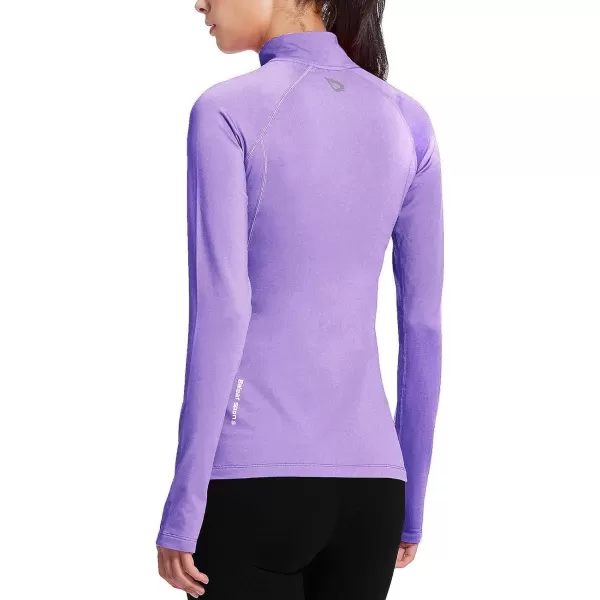 BALEAF Womens Thermal Fleece Pullover Tops Half Zip Thumbholes Winter Long Sleeve Running Jacket Cold WeatherA09purple