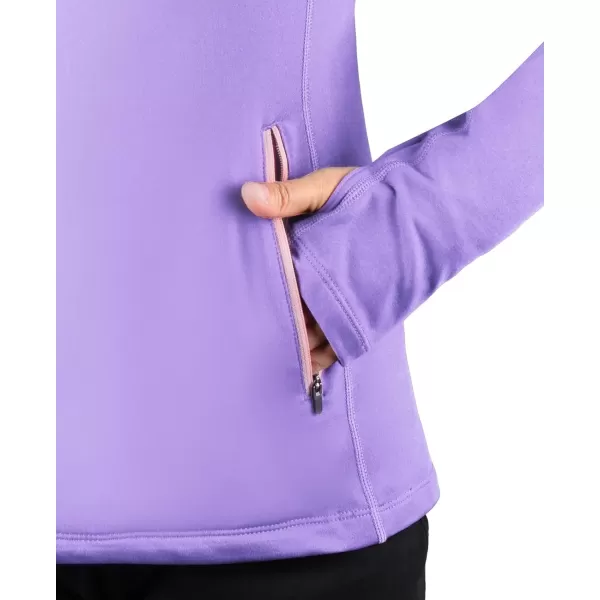 BALEAF Womens Thermal Fleece Pullover Tops Half Zip Thumbholes Winter Long Sleeve Running Jacket Cold WeatherA09purple