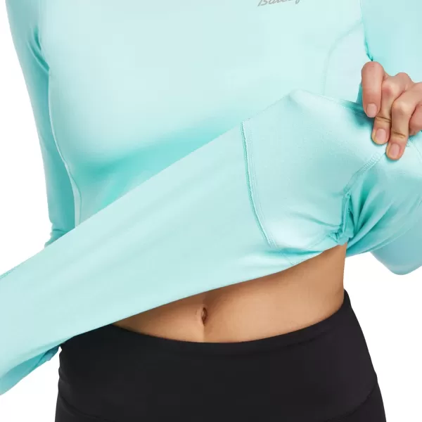 BALEAF Womens Thermal Fleece Tops Long Sleeve Running Workout Shirt Thumbholes Zipper Pocket Pullover Cold WeatherAqua