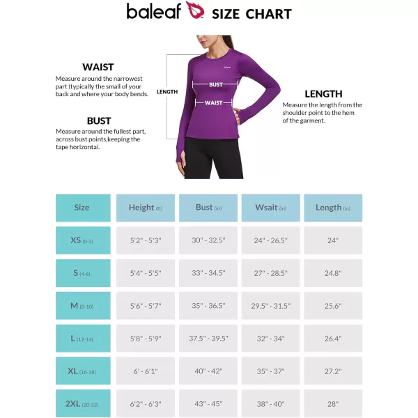 BALEAF Womens Thermal Fleece Tops Long Sleeve Running Workout Shirt Thumbholes Zipper Pocket Pullover Cold WeatherPurple