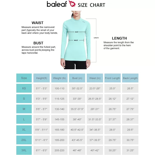 BALEAF Womens Thermal Shirts Long Sleeve Running Workout Fleece Tops Cold Weather Mock Neck Hiking WinterAqua