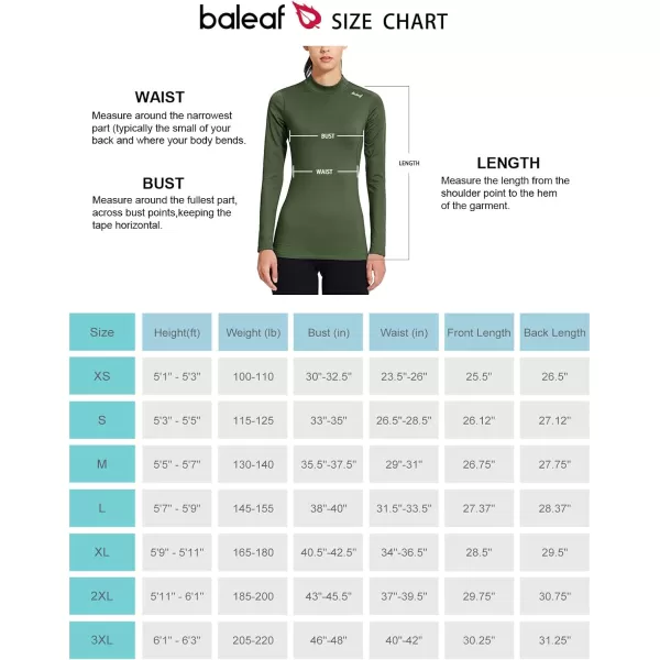 BALEAF Womens Thermal Shirts Long Sleeve Running Workout Fleece Tops Cold Weather Mock Neck Hiking WinterArmy Green