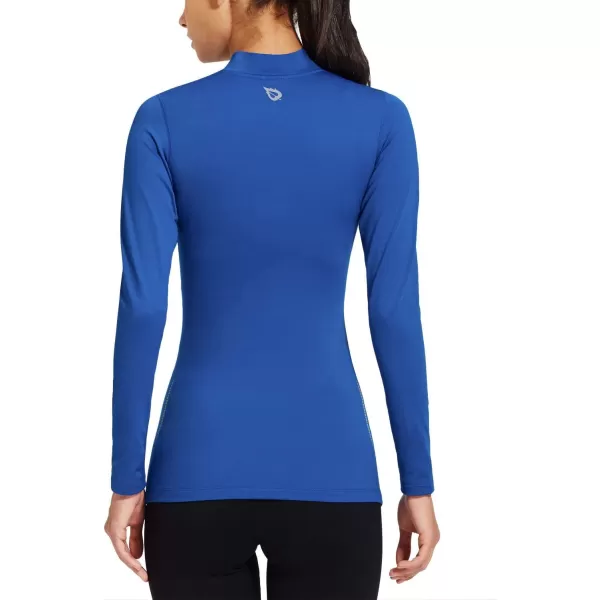 BALEAF Womens Thermal Shirts Long Sleeve Running Workout Fleece Tops Cold Weather Mock Neck Hiking WinterBlue