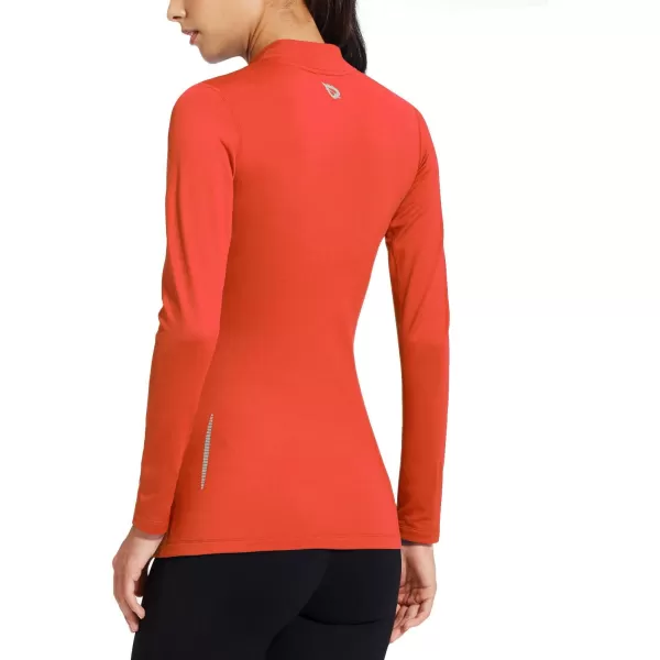 BALEAF Womens Thermal Shirts Long Sleeve Running Workout Fleece Tops Cold Weather Mock Neck Hiking WinterCoral