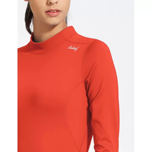 BALEAF Womens Thermal Shirts Long Sleeve Running Workout Fleece Tops Cold Weather Mock Neck Hiking WinterCoral