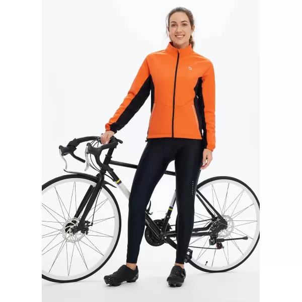 BALEAF Womens Thermal Winter Cycling Jacket Windproof Water Resistant Softshell Cold Weather Running Gear WarmOrange