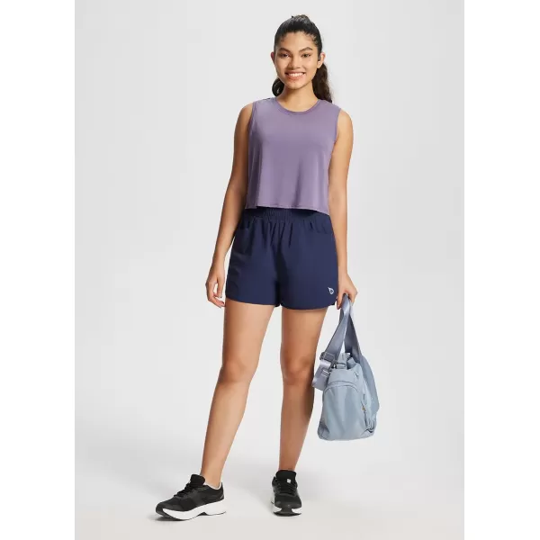 BALEAF Womens Tops Workout Tank Top Crop Tops Cropped Athletic Gym Muscle Shirts Yoga TrendyBpurplesplit Back