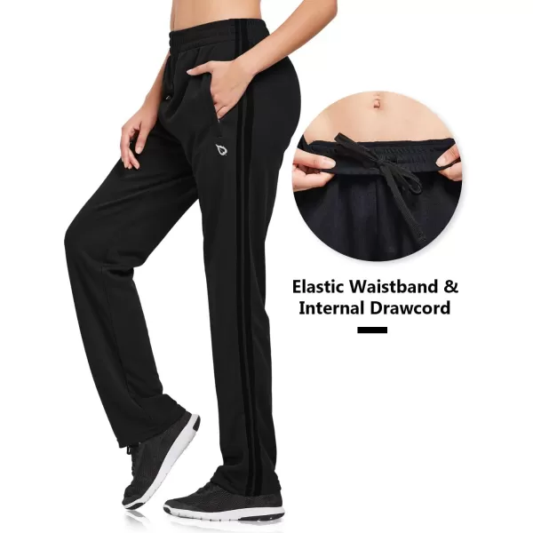 BALEAF Womens Track Pants Athletic Jogging Sweatpants Zipper Pockets WarmUp Sports Running PantsBlackBlack