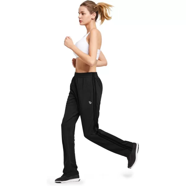 BALEAF Womens Track Pants Athletic Jogging Sweatpants Zipper Pockets WarmUp Sports Running PantsBlackBlack