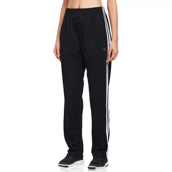 BALEAF Womens Track Pants Athletic Jogging Sweatpants Zipper Pockets WarmUp Sports Running PantsBlackWhite