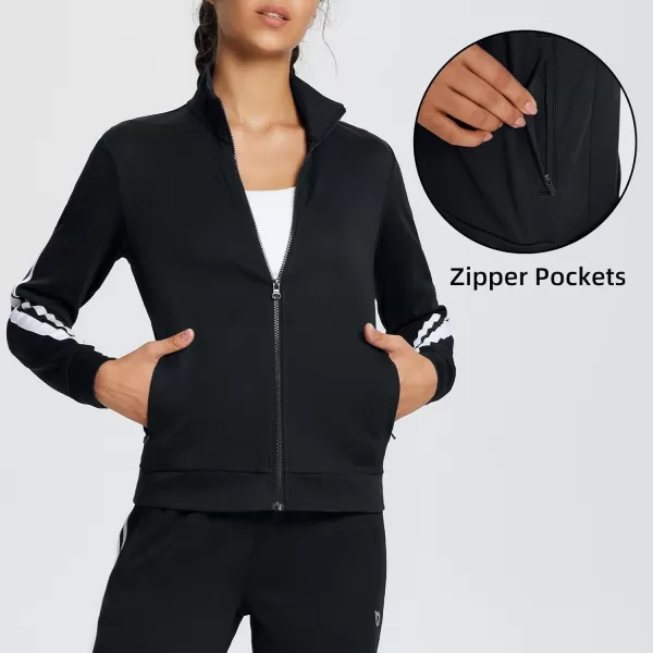 BALEAF Womens Track Pants Athletic Jogging Sweatpants Zipper Pockets WarmUp Sports Running PantsBlackjacket