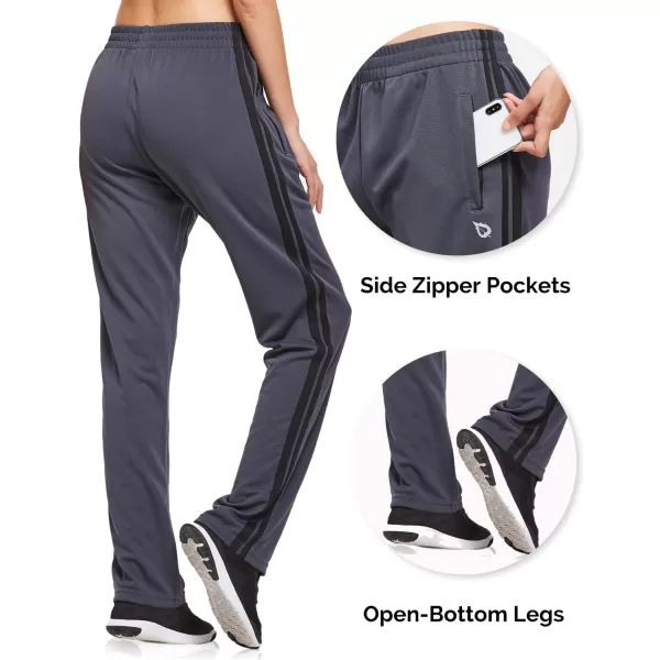 BALEAF Womens Track Pants Athletic Jogging Sweatpants Zipper Pockets WarmUp Sports Running PantsGreyBlack