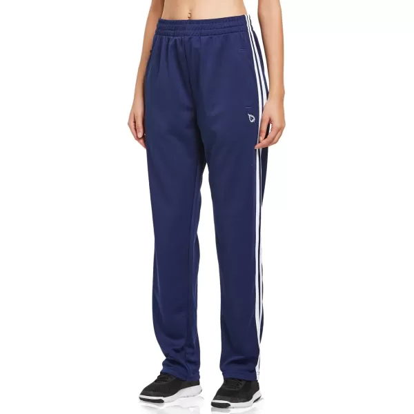BALEAF Womens Track Pants Athletic Jogging Sweatpants Zipper Pockets WarmUp Sports Running PantsNavyWhite
