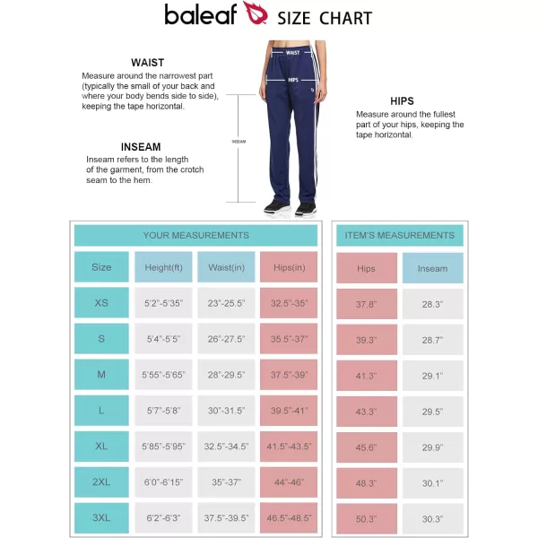 BALEAF Womens Track Pants Athletic Jogging Sweatpants Zipper Pockets WarmUp Sports Running PantsNavyWhite