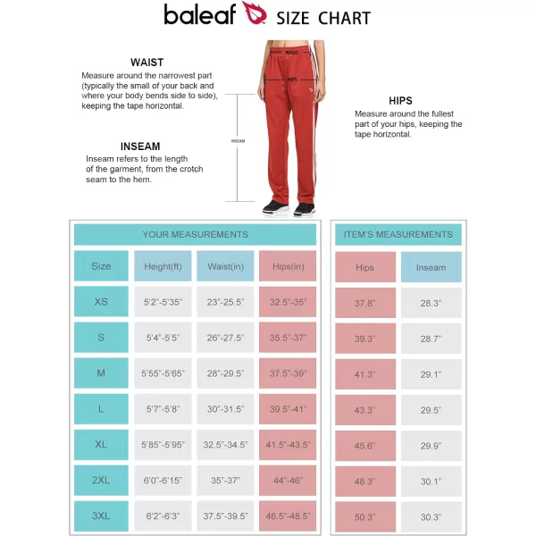 BALEAF Womens Track Pants Athletic Jogging Sweatpants Zipper Pockets WarmUp Sports Running PantsRedWhite