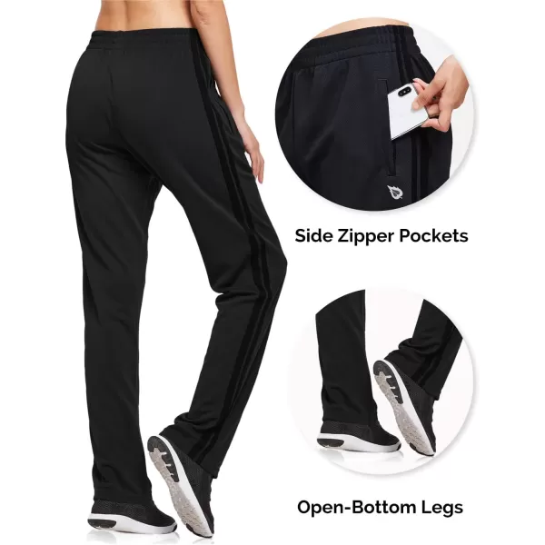 BALEAF Womens Track Pants Athletic Running Sweatpants Zipper Pockets WarmUp Sports Jogging Pants Casual LightweightBlackBlack