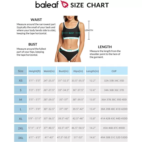 BALEAF Womens Two Piece Square Neck Bikini Crop Top High Cut Swimsuit Sporty High Waisted Bathing Suit with BottomsBlack