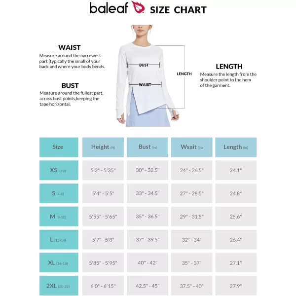 BALEAF Womens UPF 50 Long Sleeve Sun Protection Shirts SPF Hiking Shirts Quick Dry Tie Front Side Slit RunningWhite