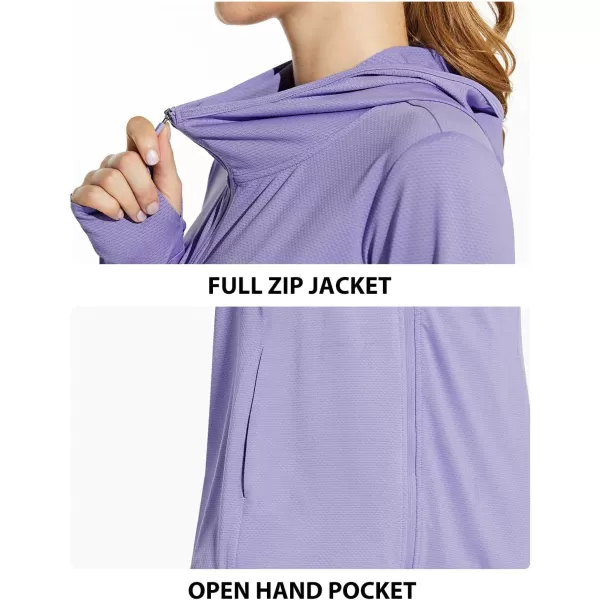 BALEAF Womens UPF 50 Sun Protection Jacket Hooded Cooling Shirt with Pockets Hiking Outdoor PerformanceLight Purple