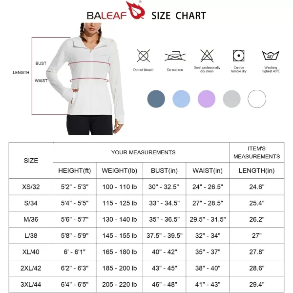 BALEAF Womens UPF 50 Sun Protection Jacket Hooded Cooling Shirt with Pockets Hiking Outdoor PerformanceLucent White