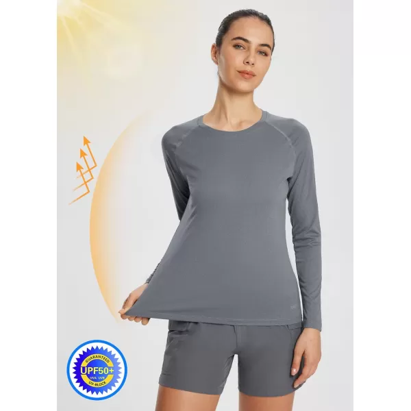 BALEAF Womens UPF 50 Sun Shirts Long Sleeve UV Protection Rash Guard Lightweight Quick Dry SPF Hiking Tops Outdoor03upgrade Light Grey