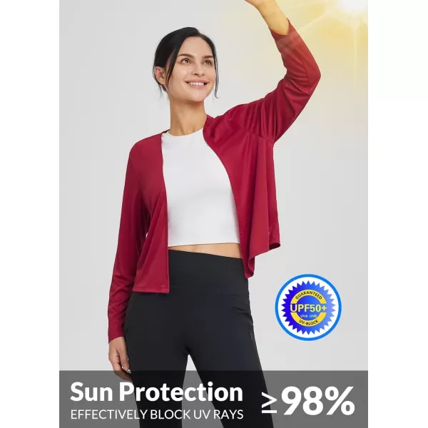 BALEAF Womens UPF 50 Sun Shirts SPF Elegant Shrugs Cardigan UV Protection Long Sleeve Clothing Lightweight Quick DryDark Red