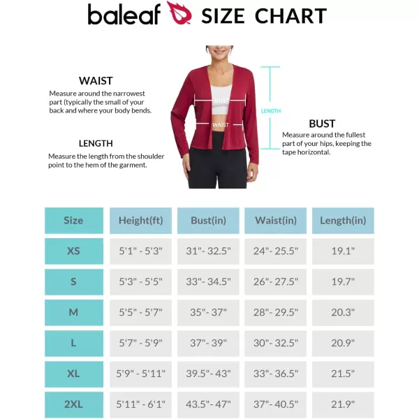 BALEAF Womens UPF 50 Sun Shirts SPF Elegant Shrugs Cardigan UV Protection Long Sleeve Clothing Lightweight Quick DryDark Red