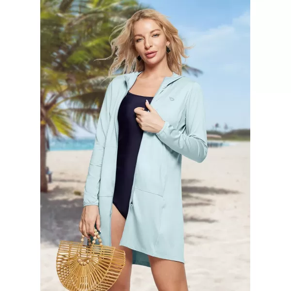 BALEAF Womens UPF 50 Swim Cover Up Beach Jackets SPF Sun Protection Long Shirt Swimsuit CoverupPastel Blue