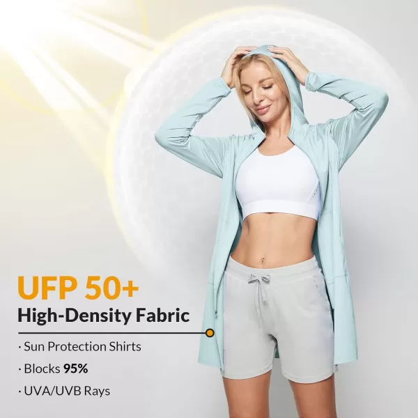 BALEAF Womens UPF 50 Swim Cover Up Beach Jackets SPF Sun Protection Long Shirt Swimsuit CoverupPastel Blue