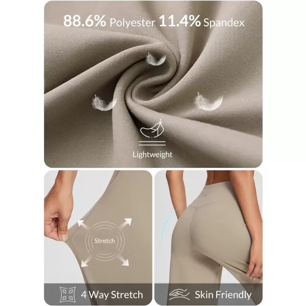 BALEAF Womens Wide Leg Capris Yoga Pants Crossover High Waist Crop Dress Pants with Pockets Loose Lounge Casual SummerKhaki