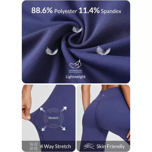 BALEAF Womens Wide Leg Capris Yoga Pants Crossover High Waist Crop Dress Pants with Pockets Loose Lounge Casual SummerNavy Blue